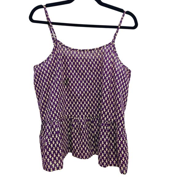 Natural Life | Lily Top Medium Vibrant Purple Block Print Peplum Swing Tank Boho - Picture 2 of 10